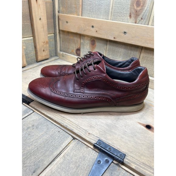 Hugo Boss Mens Brogue Dress Shoes Red Wingtip Lace Up Leather US12 EU45 main image 5